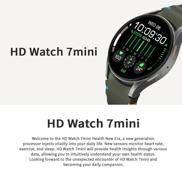 HD Watch7 mini 1.3 inch AMOLED Screen Smart Watch Supports Heart Rate Monitoring/Blood Oxygen Monitoring(Black)