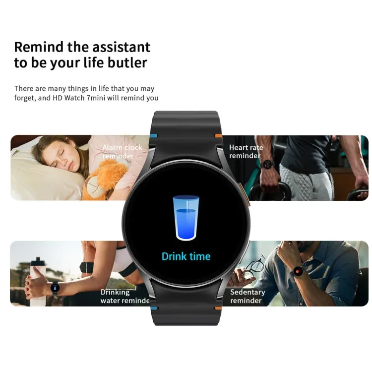 HD Watch7 mini 1.3 inch AMOLED Screen Smart Watch Supports Heart Rate Monitoring/Blood Oxygen Monitoring(Black)