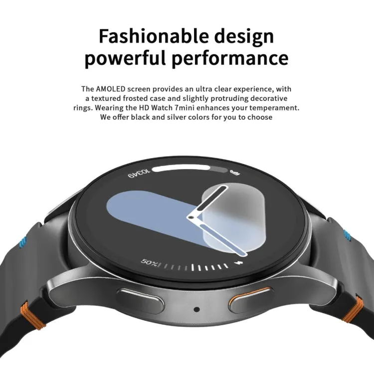 HD Watch7 mini 1.3 inch AMOLED Screen Smart Watch Supports Heart Rate Monitoring/Blood Oxygen Monitoring(Black)