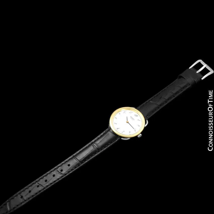 Hermes Arceau Mens Midsize or Unisex Watch - 18K Gold Plated & Stainless Steel