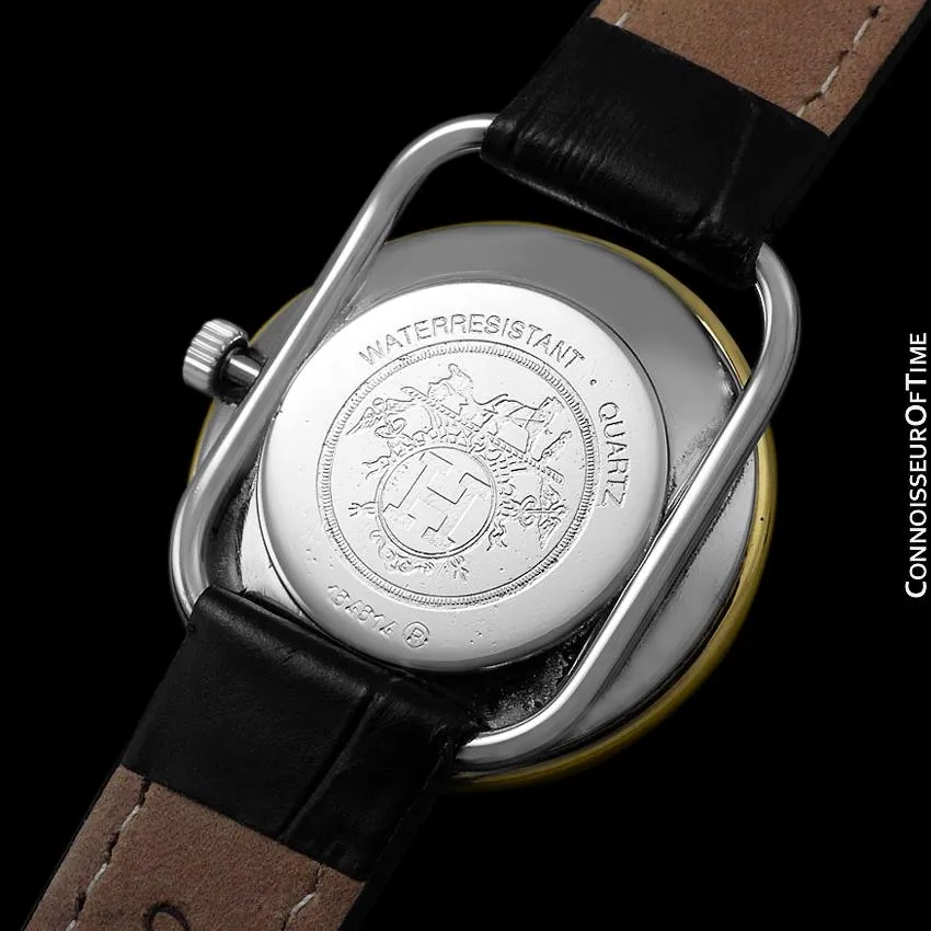 Hermes Arceau Mens Midsize or Unisex Watch - 18K Gold Plated & Stainless Steel