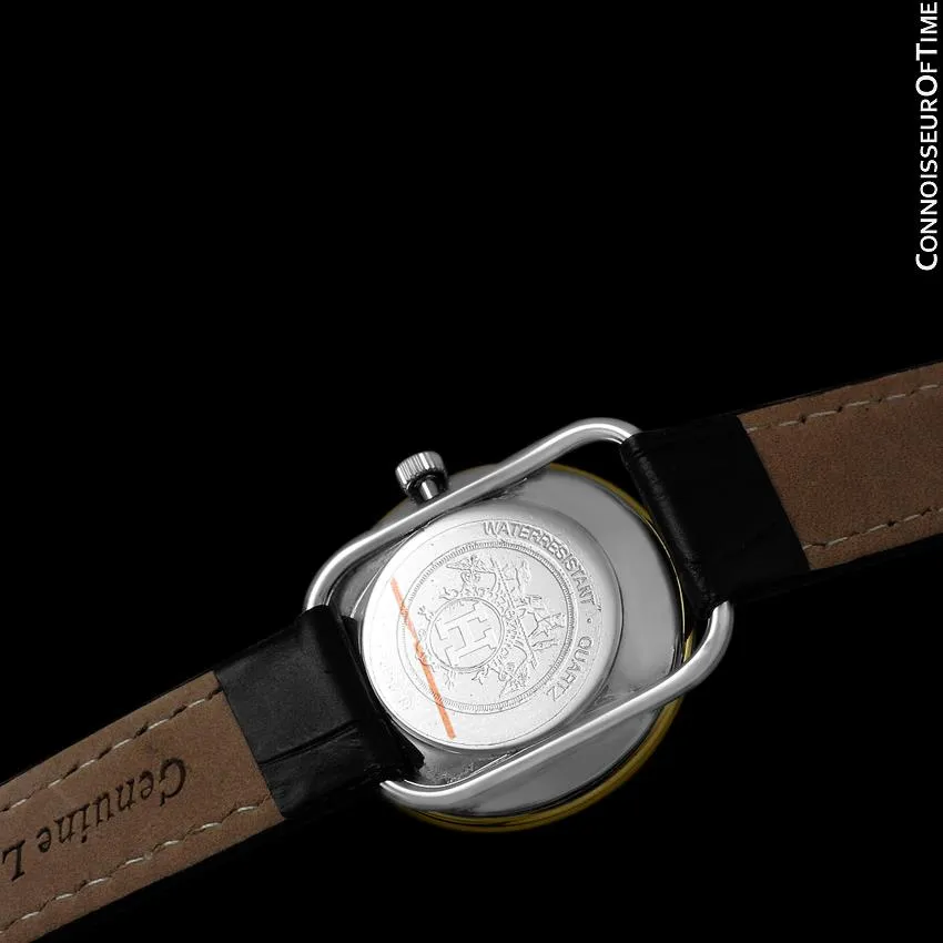 Hermes Arceau Mens Midsize or Unisex Watch - 18K Gold Plated & Stainless Steel