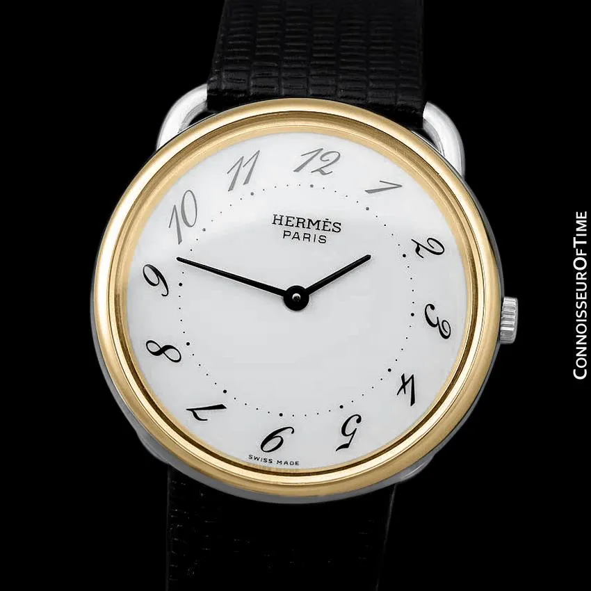 Hermes Midsize Arceau Mens Midsize Unisex Watch - 18K Gold Plated & Stainless Steel