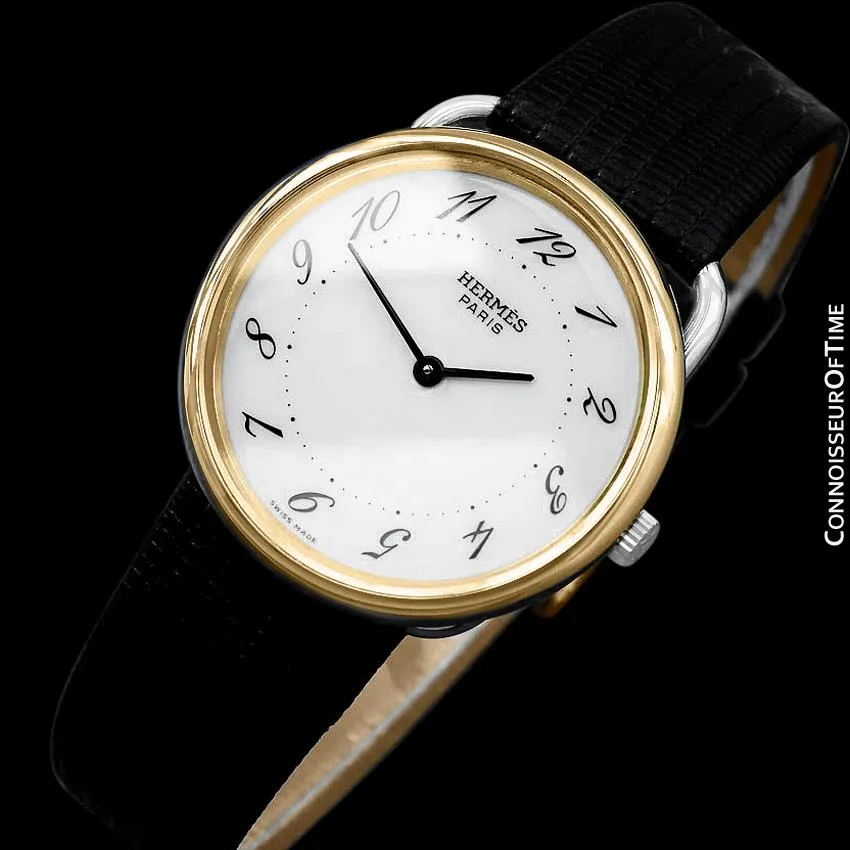 Hermes Midsize Arceau Mens Midsize Unisex Watch - 18K Gold Plated & Stainless Steel