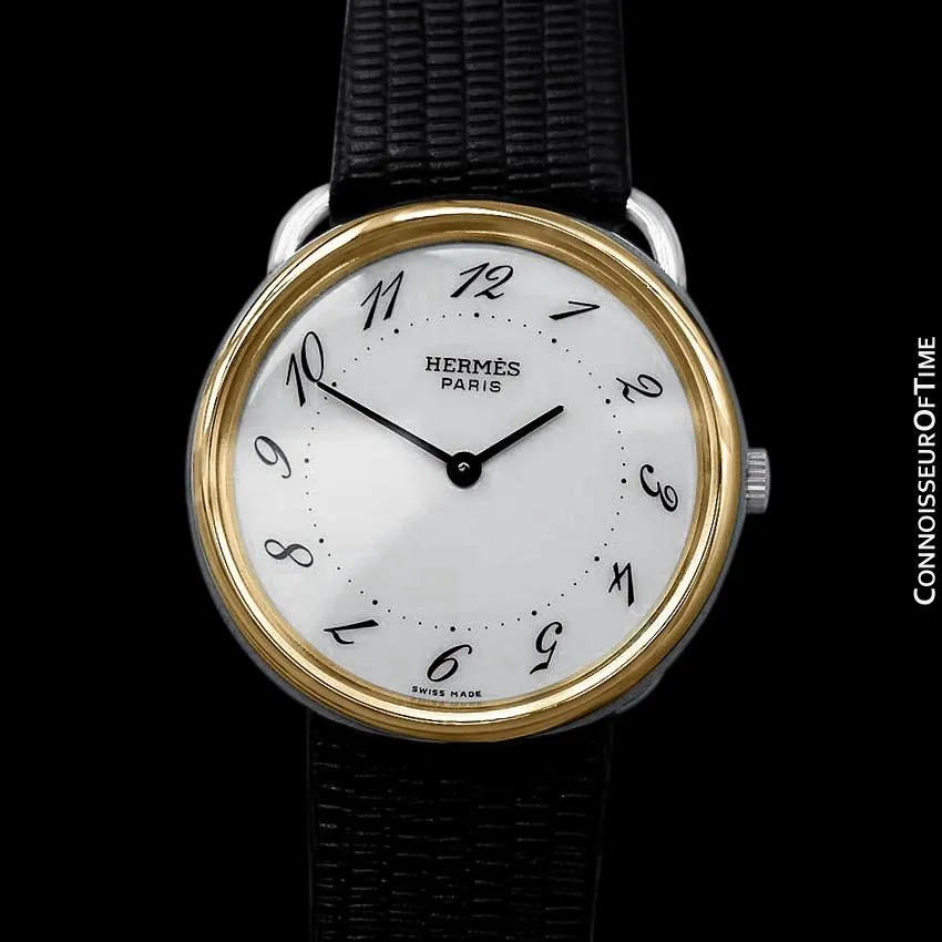 Hermes Midsize Arceau Mens Midsize Unisex Watch - 18K Gold Plated & Stainless Steel