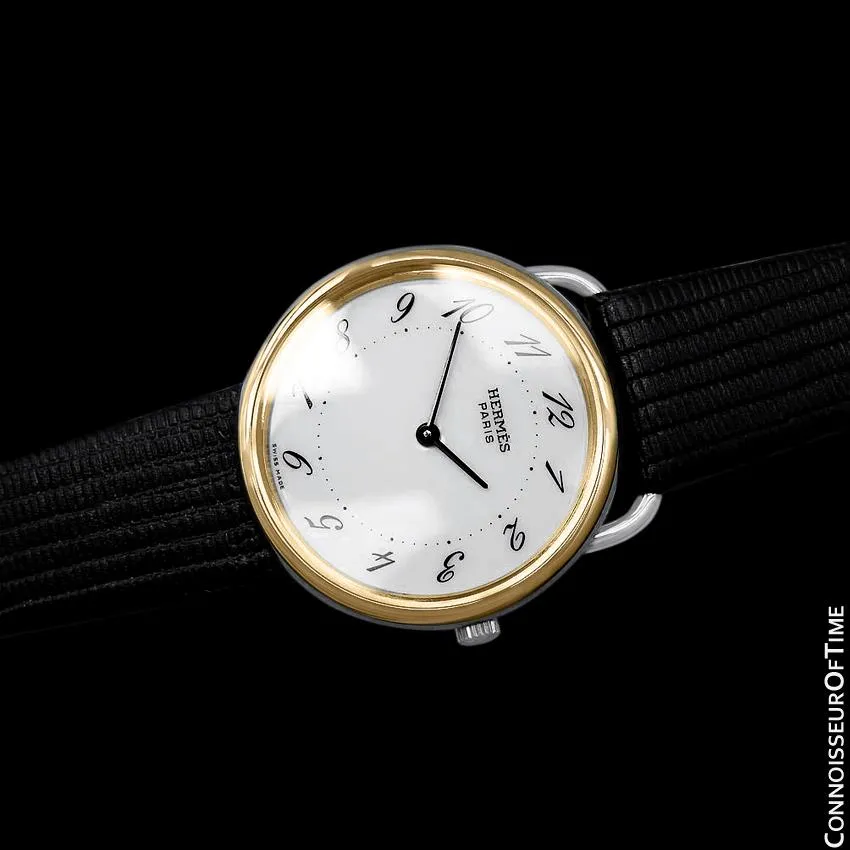 Hermes Midsize Arceau Mens Midsize Unisex Watch - 18K Gold Plated & Stainless Steel