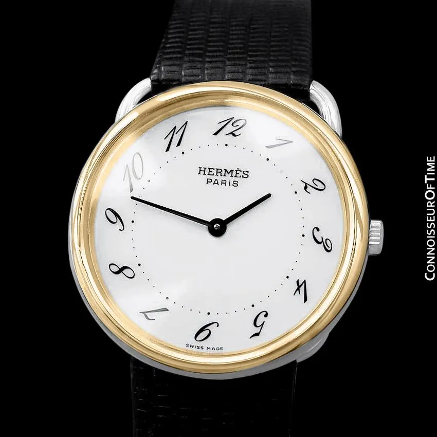 Hermes Midsize Arceau Mens Midsize Unisex Watch - 18K Gold Plated & Stainless Steel