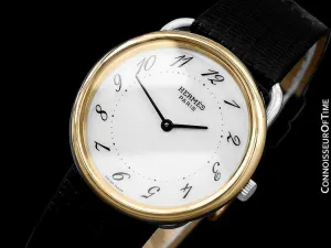 Hermes Midsize Arceau Mens Midsize Unisex Watch - 18K Gold Plated & Stainless Steel
