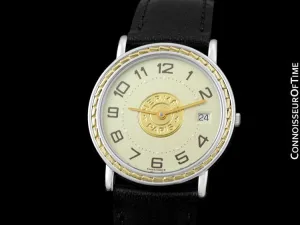 Hermes Sellier Mens Midsize Unisex Watch - Stainless Steel & 18K Gold