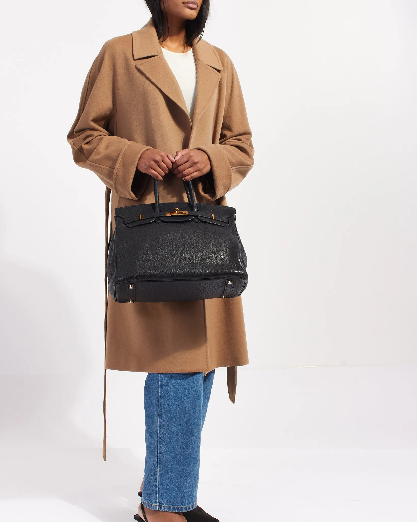 Hermès Black Fjord Leather Birkin 35 GHW