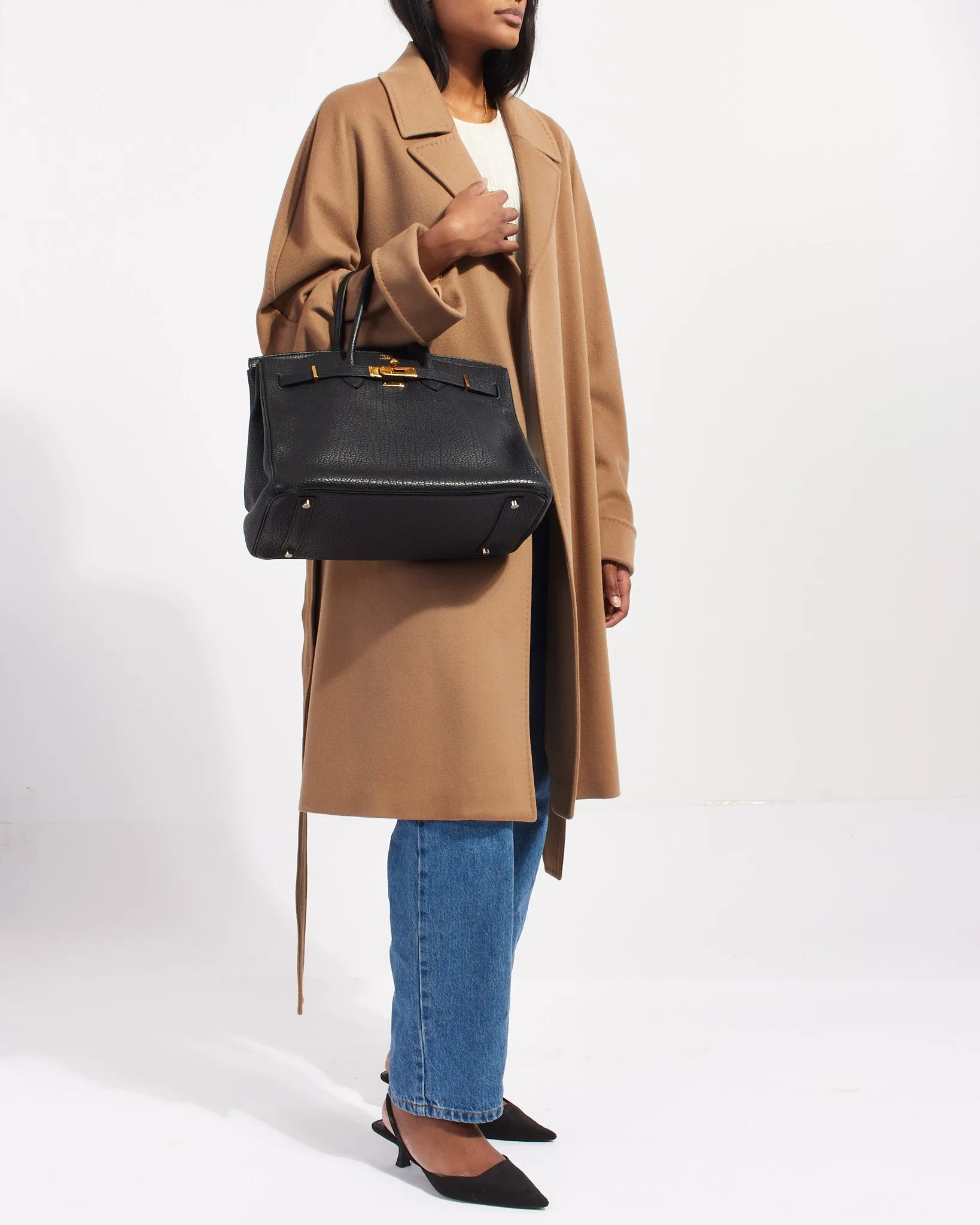 Hermès Black Fjord Leather Birkin 35 GHW
