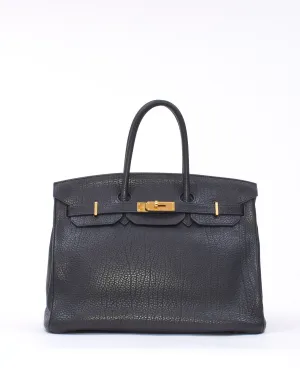Hermès Black Fjord Leather Birkin 35 GHW