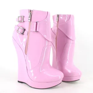 High Heel Boots Women 7 inch Extreme High Heel Platform Sexy Fetish Wedge Heeled Buckle Straps Ankle Boots Size 36-46