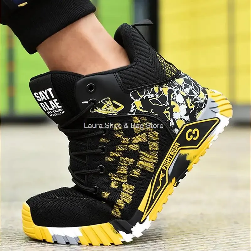 High Top Safety Shoes – Steel Toe Work Shoes for Men, Anti-Smash, Indestructible Work Boots, Breathable Safety Footwear