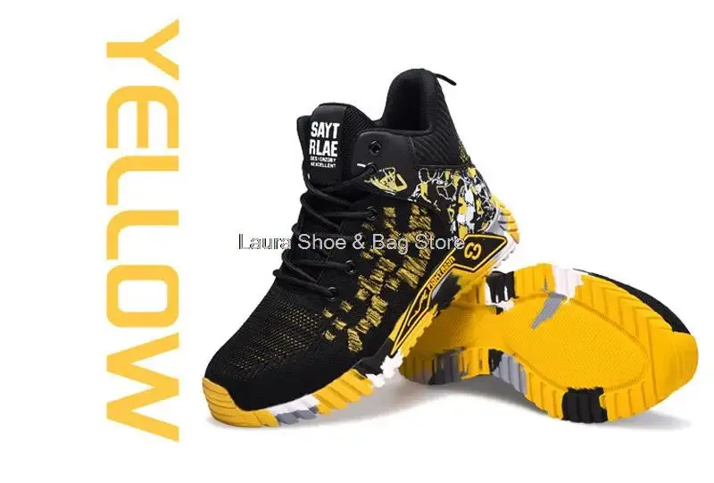 High Top Safety Shoes – Steel Toe Work Shoes for Men, Anti-Smash, Indestructible Work Boots, Breathable Safety Footwear