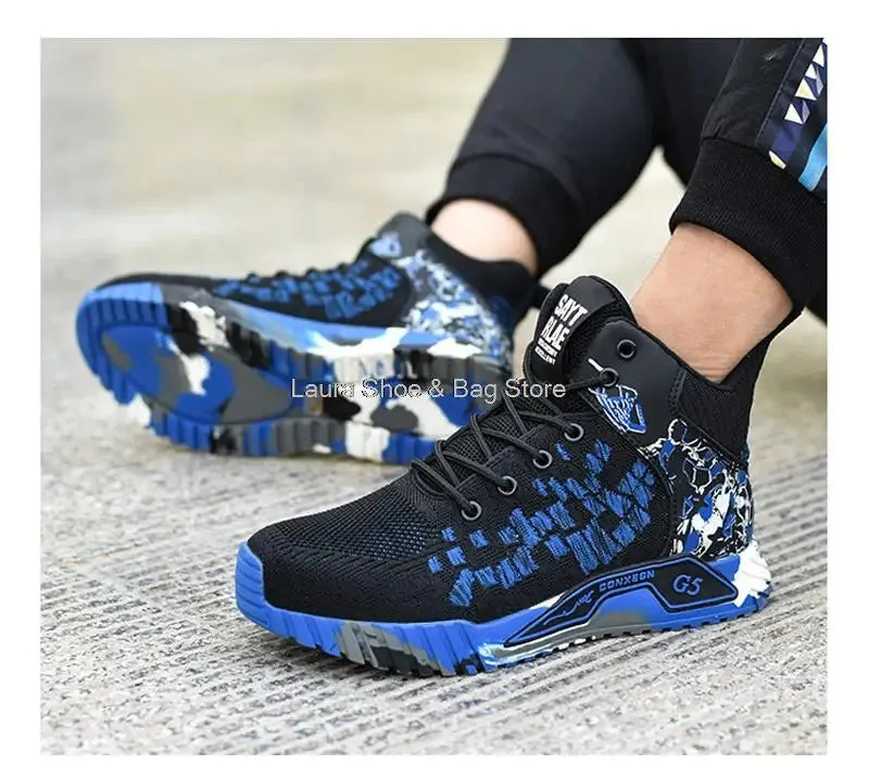 High Top Safety Shoes – Steel Toe Work Shoes for Men, Anti-Smash, Indestructible Work Boots, Breathable Safety Footwear