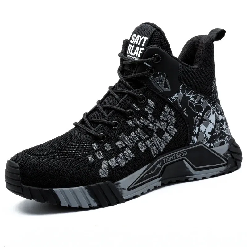High Top Safety Shoes – Steel Toe Work Shoes for Men, Anti-Smash, Indestructible Work Boots, Breathable Safety Footwear
