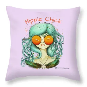 Hippie Chick - Throw Pillow
