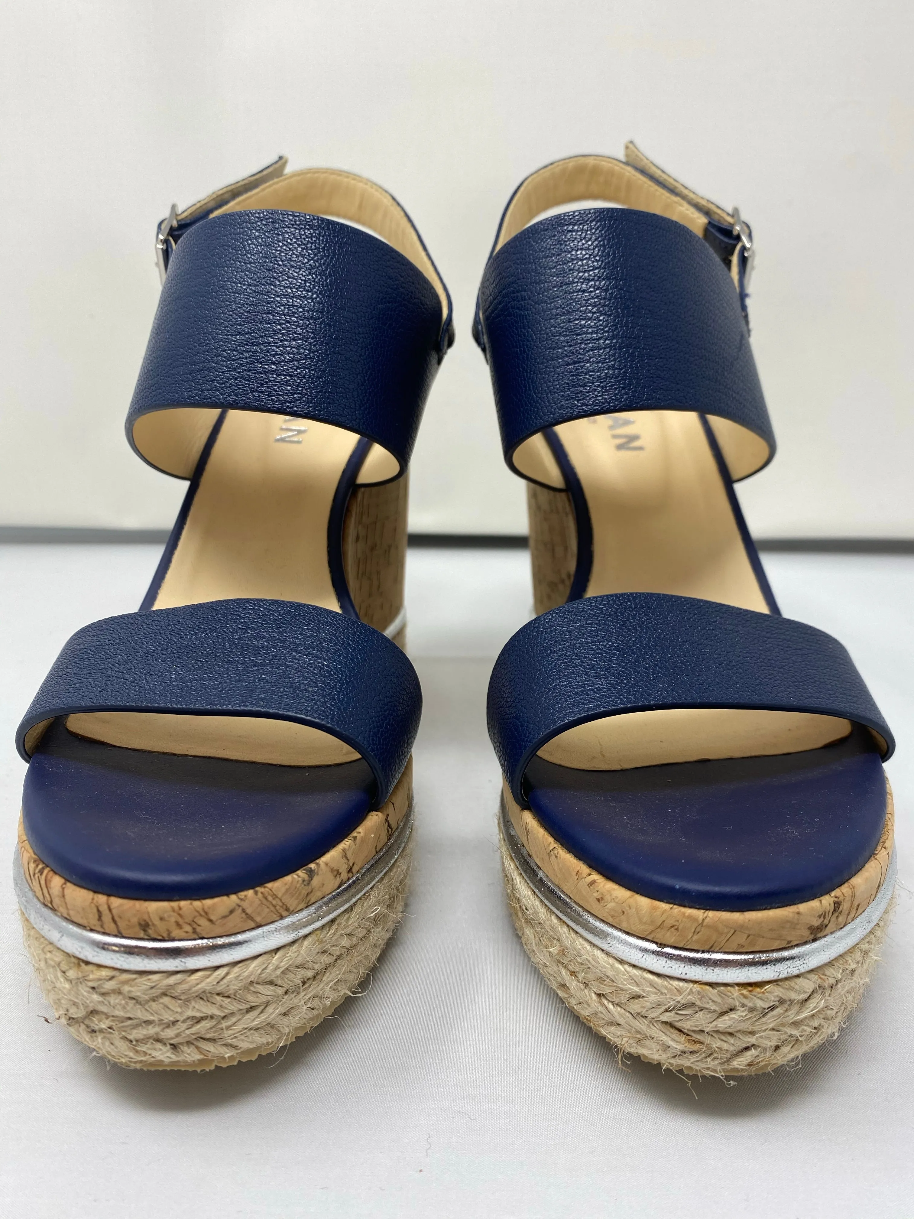 Hogan Cork Wedge with Navy Leather Strap