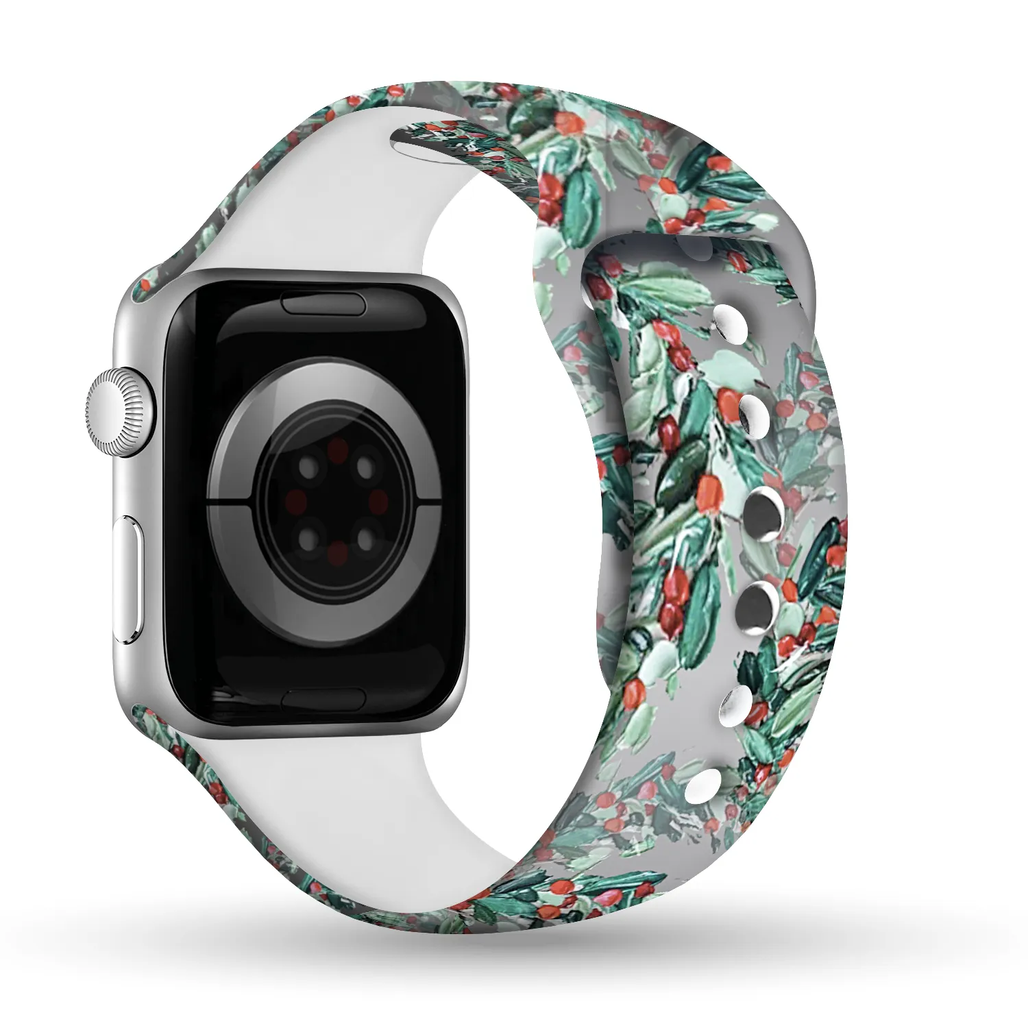 Holly Jolly Christmas Print | Silicone Watch Band for Apple Watch ®   Watch Face Incl.
