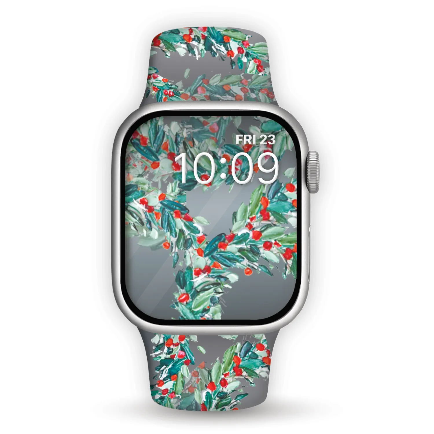 Holly Jolly Christmas Print | Silicone Watch Band for Apple Watch ®   Watch Face Incl.
