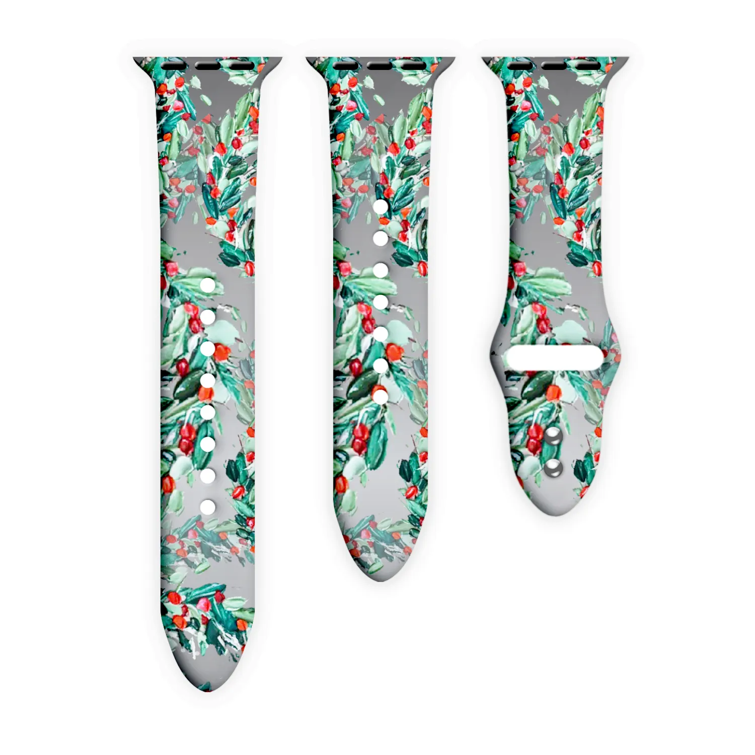 Holly Jolly Christmas Print | Silicone Watch Band for Apple Watch ®   Watch Face Incl.