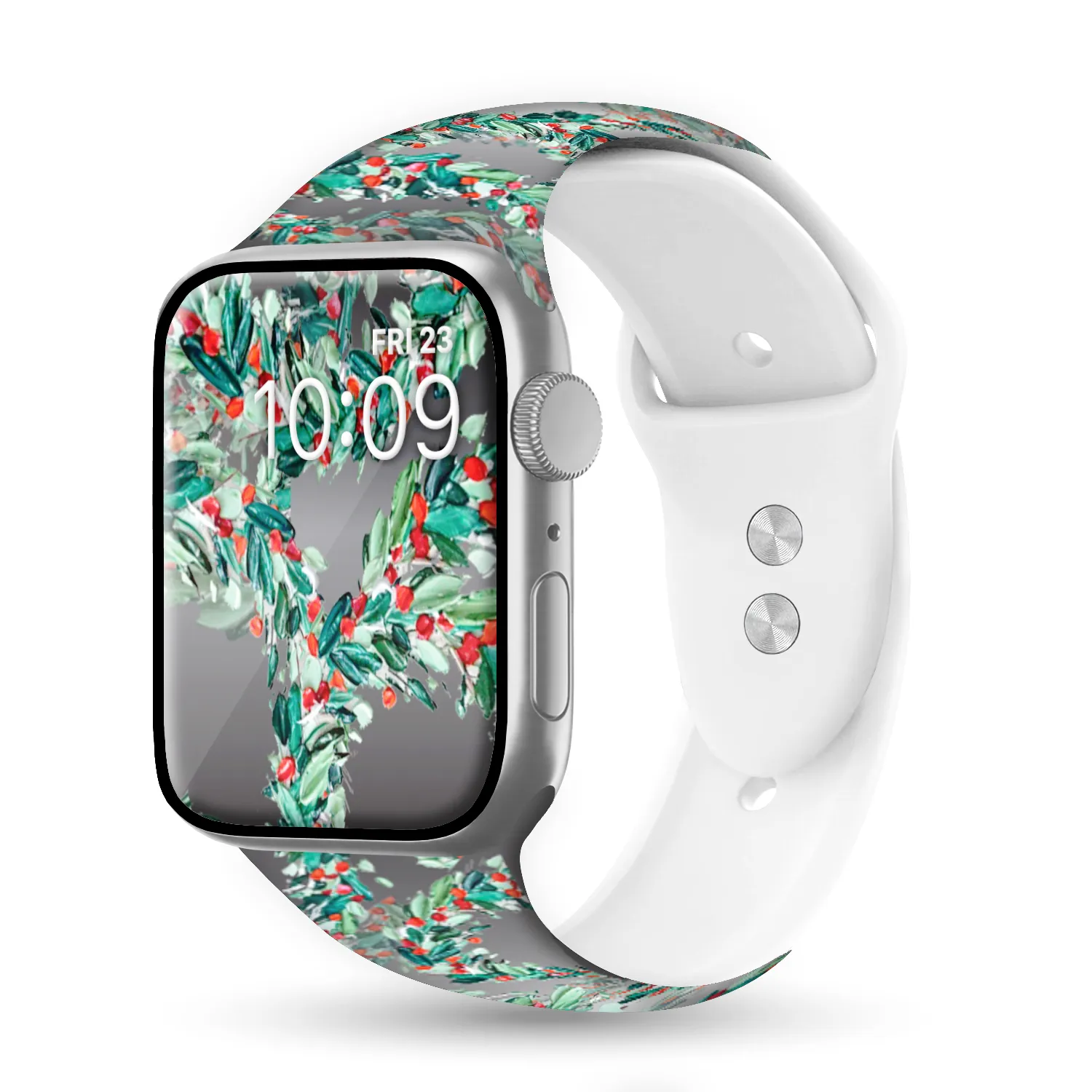 Holly Jolly Christmas Print | Silicone Watch Band for Apple Watch ®   Watch Face Incl.