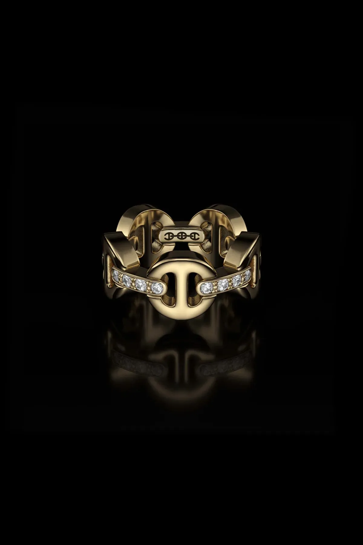 HOORSENBUHS | CLASSIC TRI-LINK WITH DIAMOND BRIDGES RING