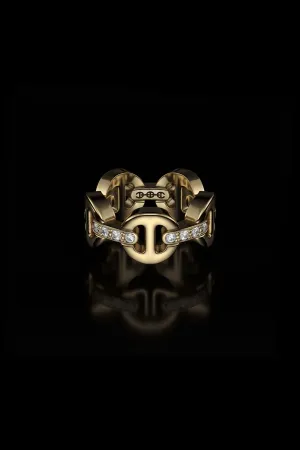 HOORSENBUHS | CLASSIC TRI-LINK WITH DIAMOND BRIDGES RING