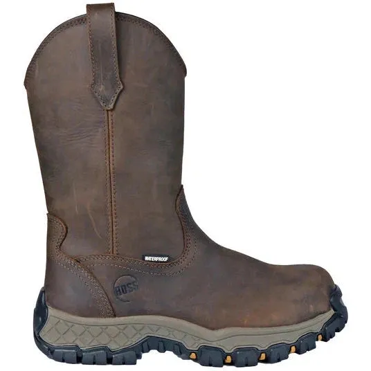 Hoss Men's Recon 11" Comp Toe Waterproof Wellington Work Boot- Brown- 94011