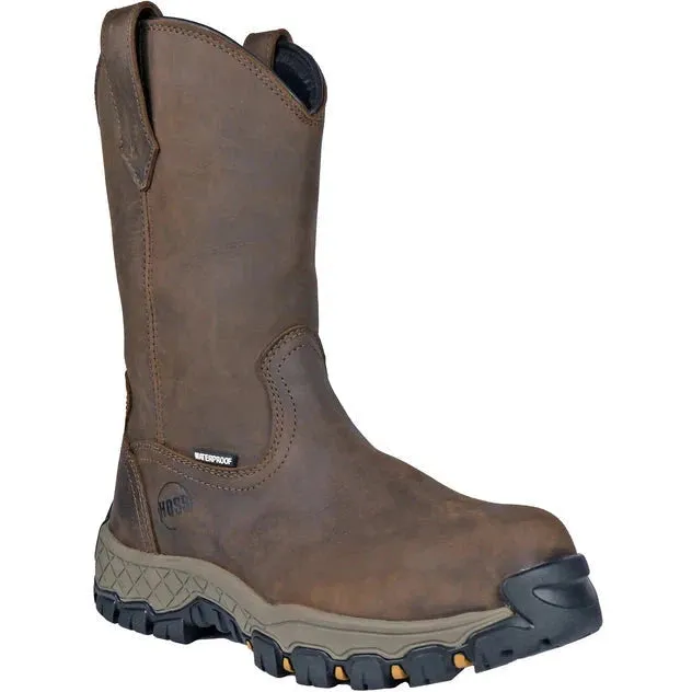 Hoss Men's Recon 11" Comp Toe Waterproof Wellington Work Boot- Brown- 94011