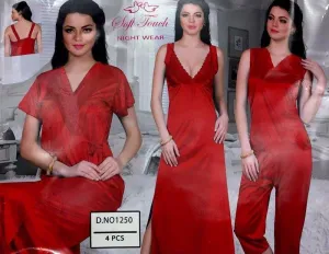 Hot Newly Wed Bridals And Honeymoon Nighty Sets - 1250 - 4 Pieces Nighty Sets