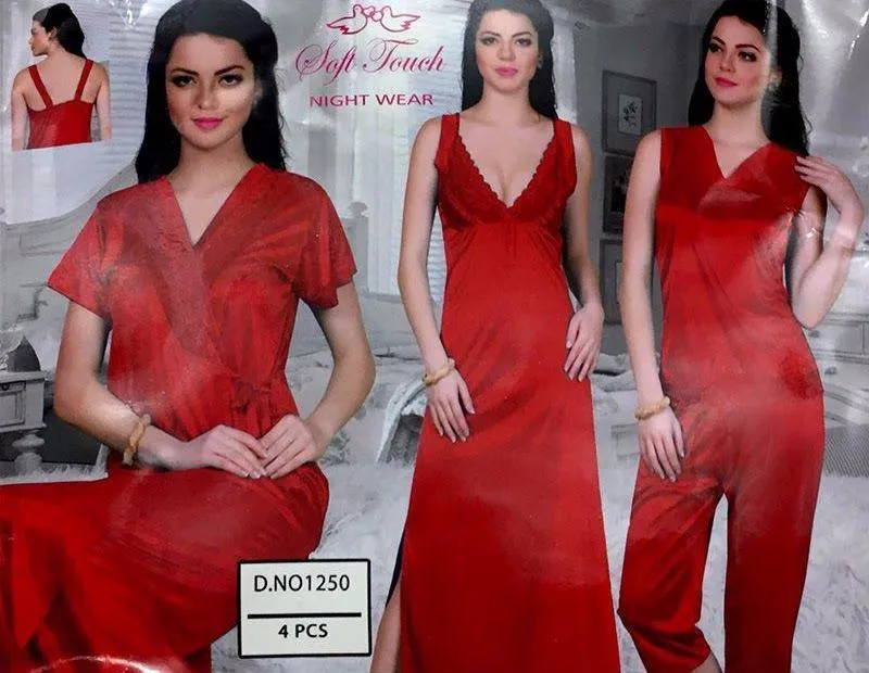 Hot Newly Wed Bridals And Honeymoon Nighty Sets - 1250 - 4 Pieces Nighty Sets