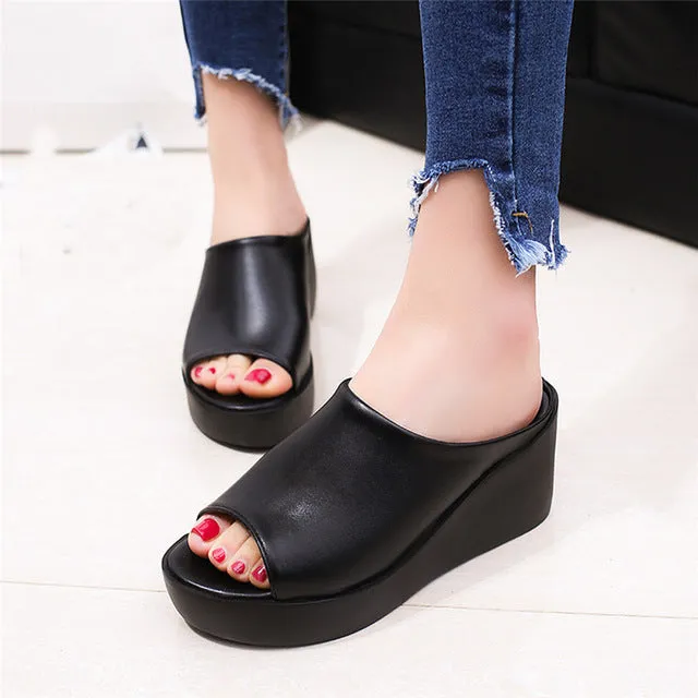 Hot Sale Women Summer Fashion Leisure shoes women platform wedges Fish Mouth Sandals Thick Bottom Slippers g072