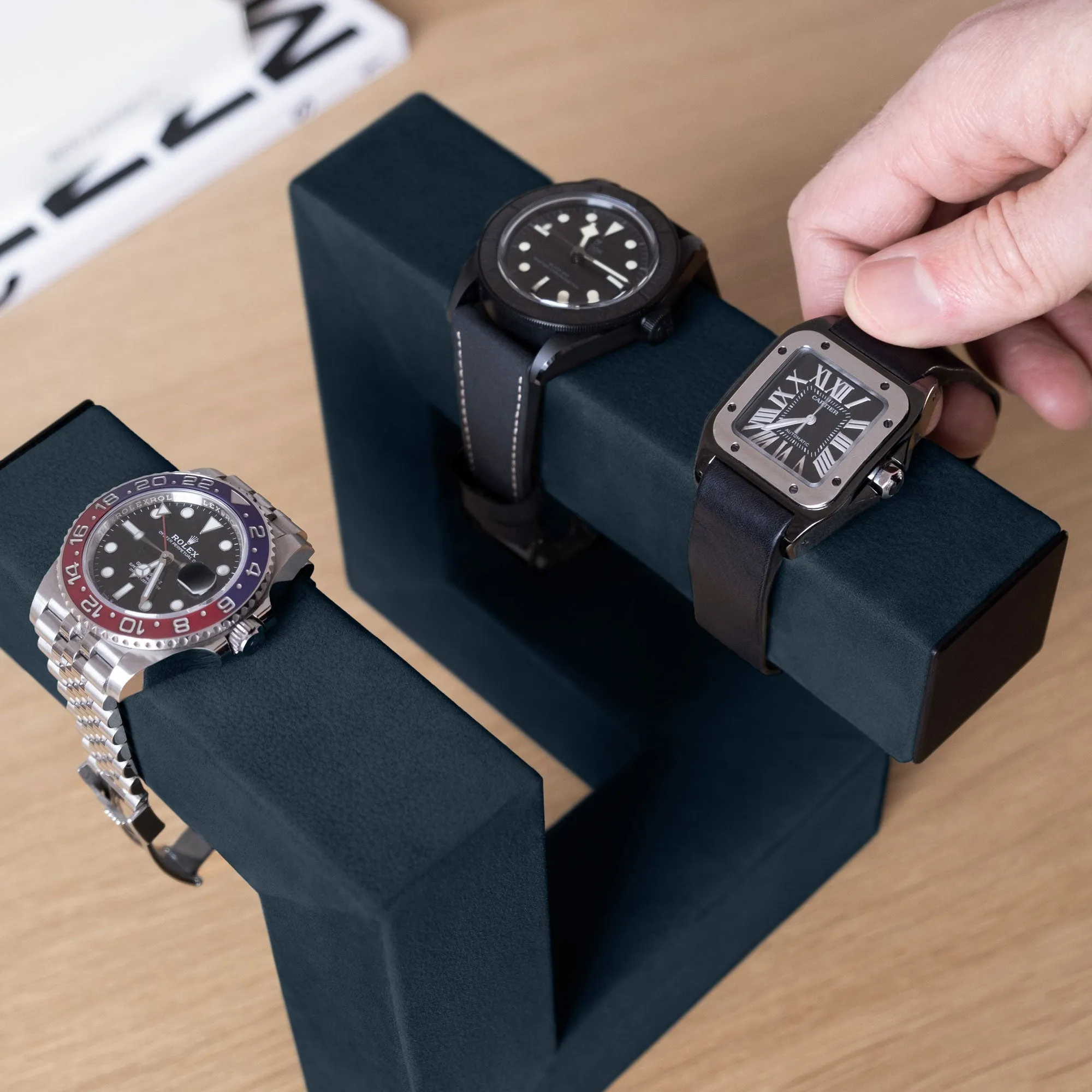 HUDSON DUO WATCH STAND - NAVY-TEAL / GREY