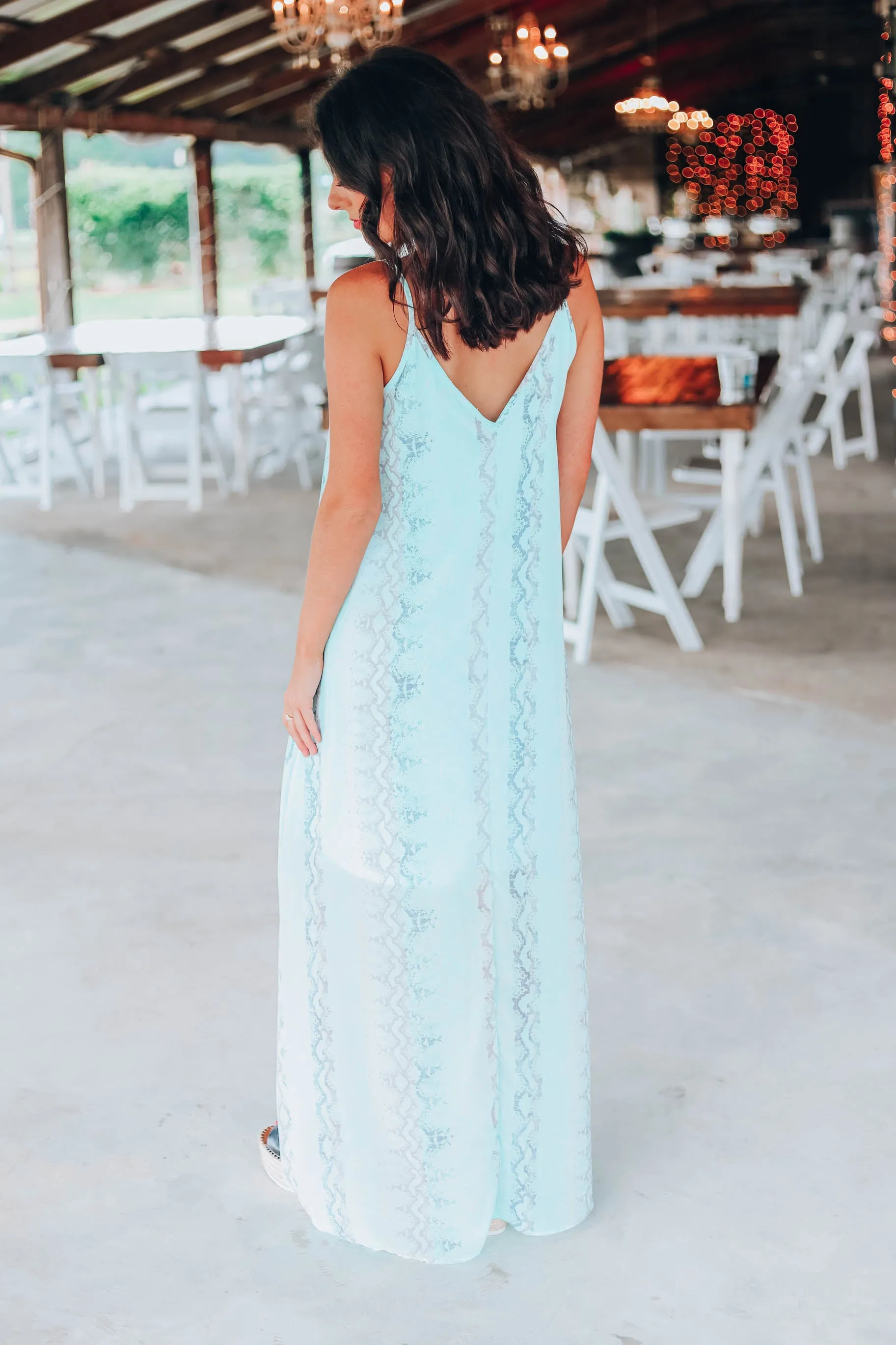 I Believe In You Sleeveless Snakeskin Maxi Dress