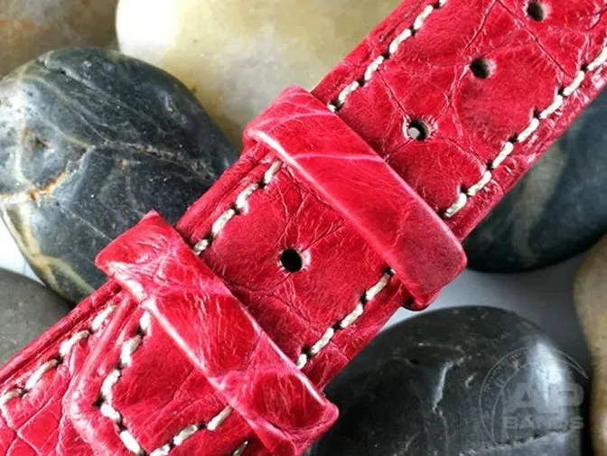 Illustre Fire Engine Red Crocodile Leather Strap For Audemars Piguet Royal Oak Offshore