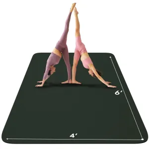 Intersky Extra Wide Yoga Mat, 6' x 4' x 6mm ,Dark Green, Non-Slip, Thick TPE Workout Mat