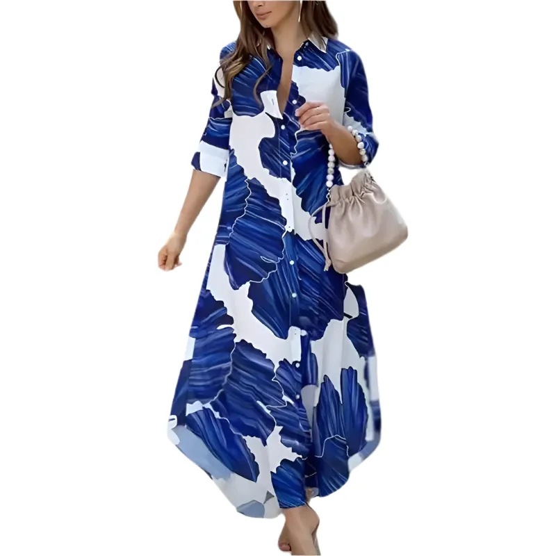 Isabella – Glamorous Flip Collar Women’s Maxi Dress
