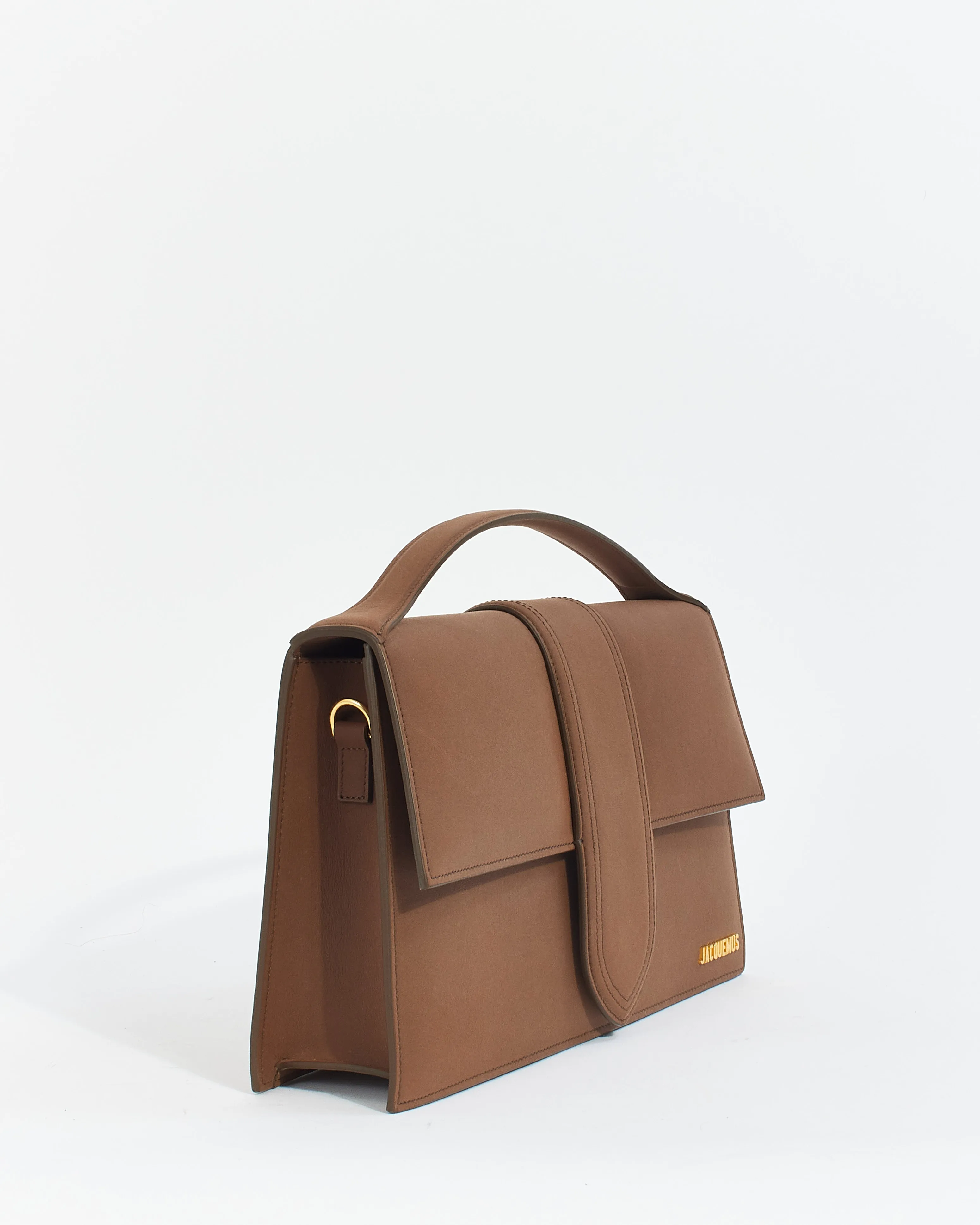 Jacquemus Brown Brushed Leather Le Papier 'Le Bambinou' Shoulder Bag
