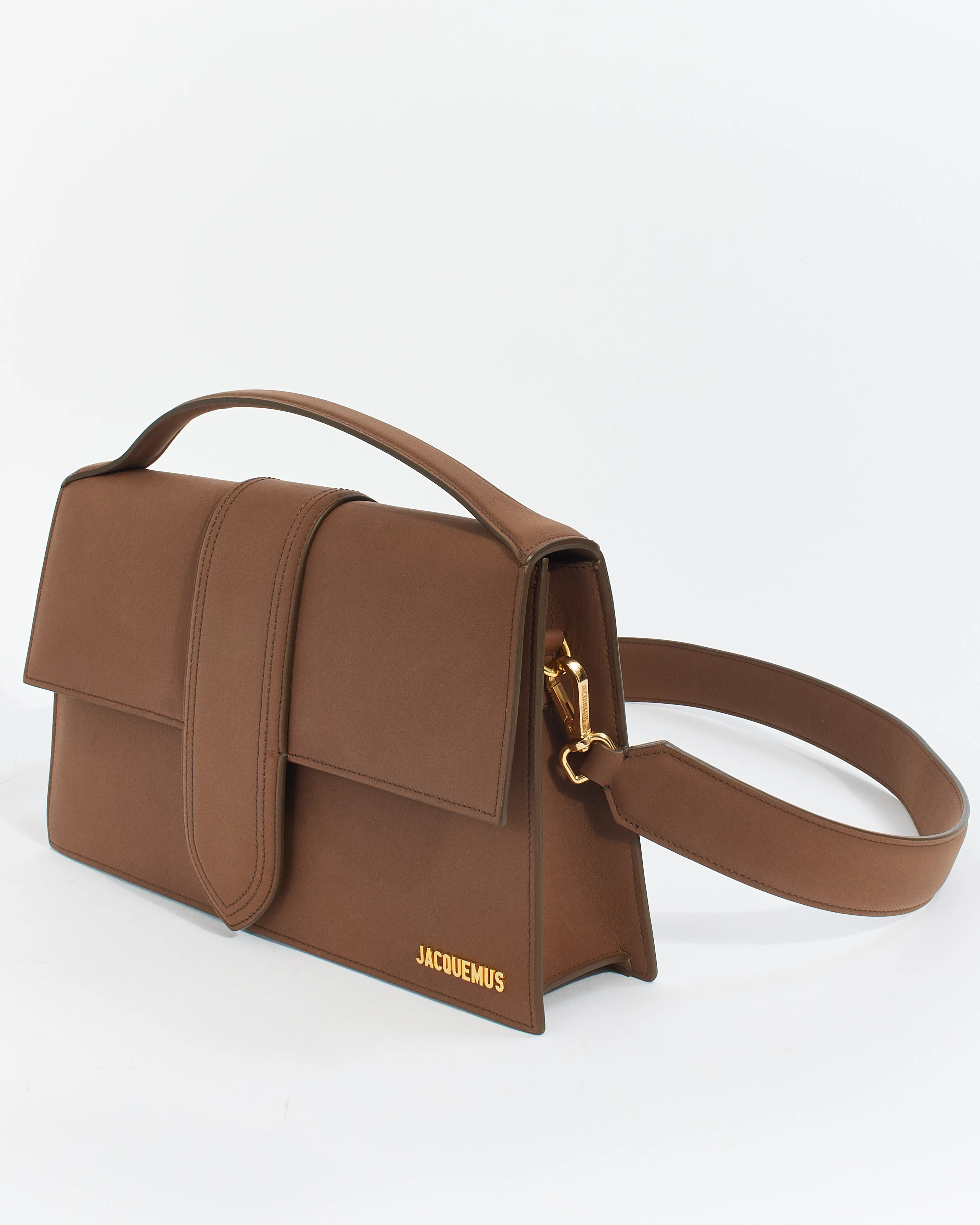 Jacquemus Brown Brushed Leather Le Papier 'Le Bambinou' Shoulder Bag