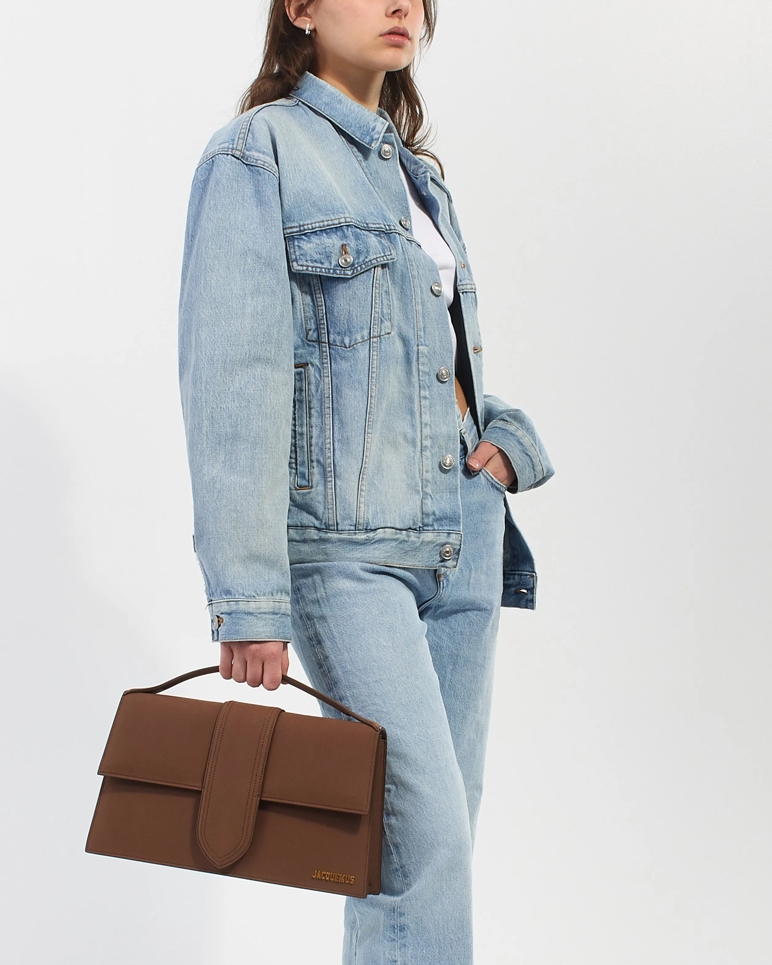 Jacquemus Brown Brushed Leather Le Papier 'Le Bambinou' Shoulder Bag