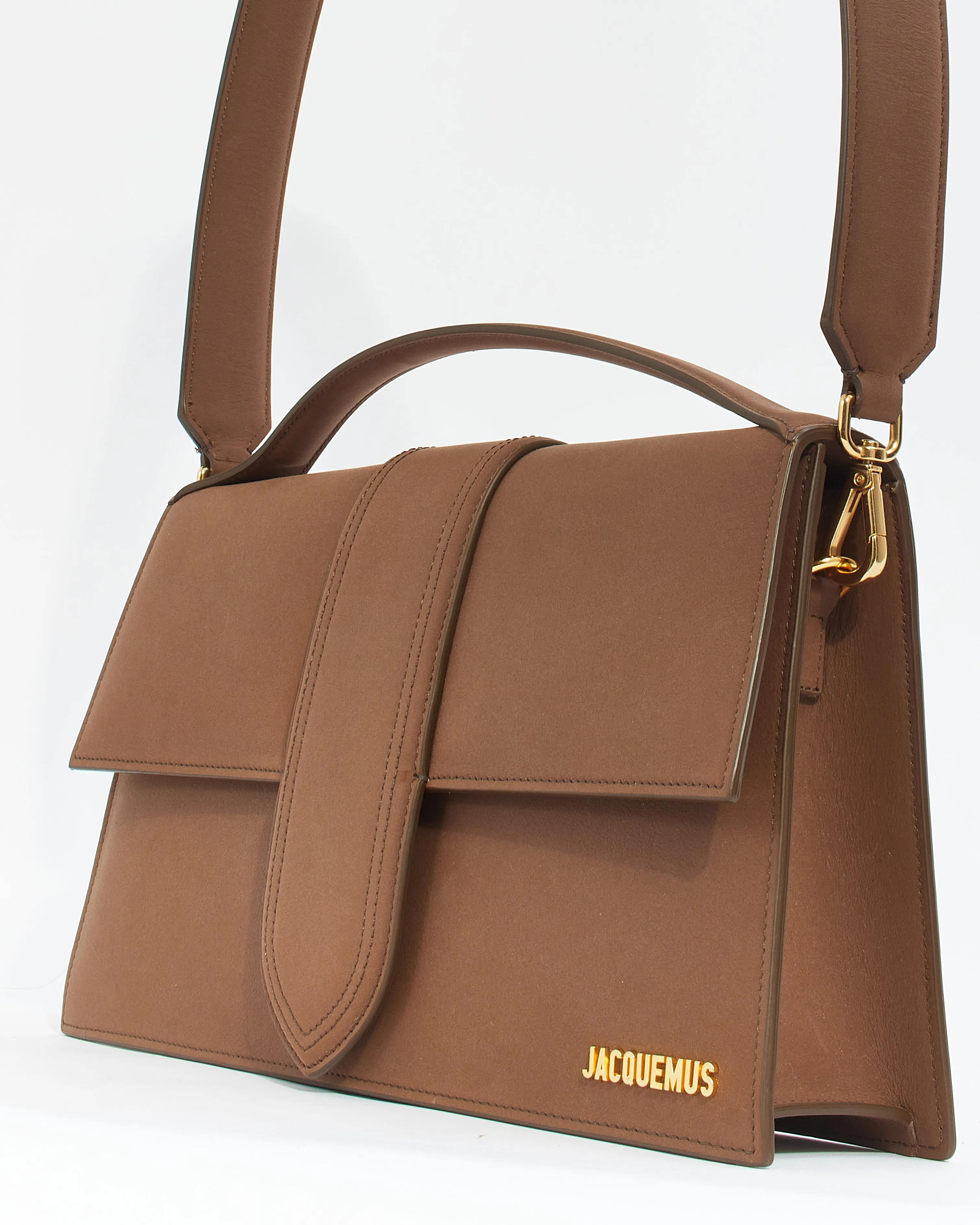 Jacquemus Brown Brushed Leather Le Papier 'Le Bambinou' Shoulder Bag