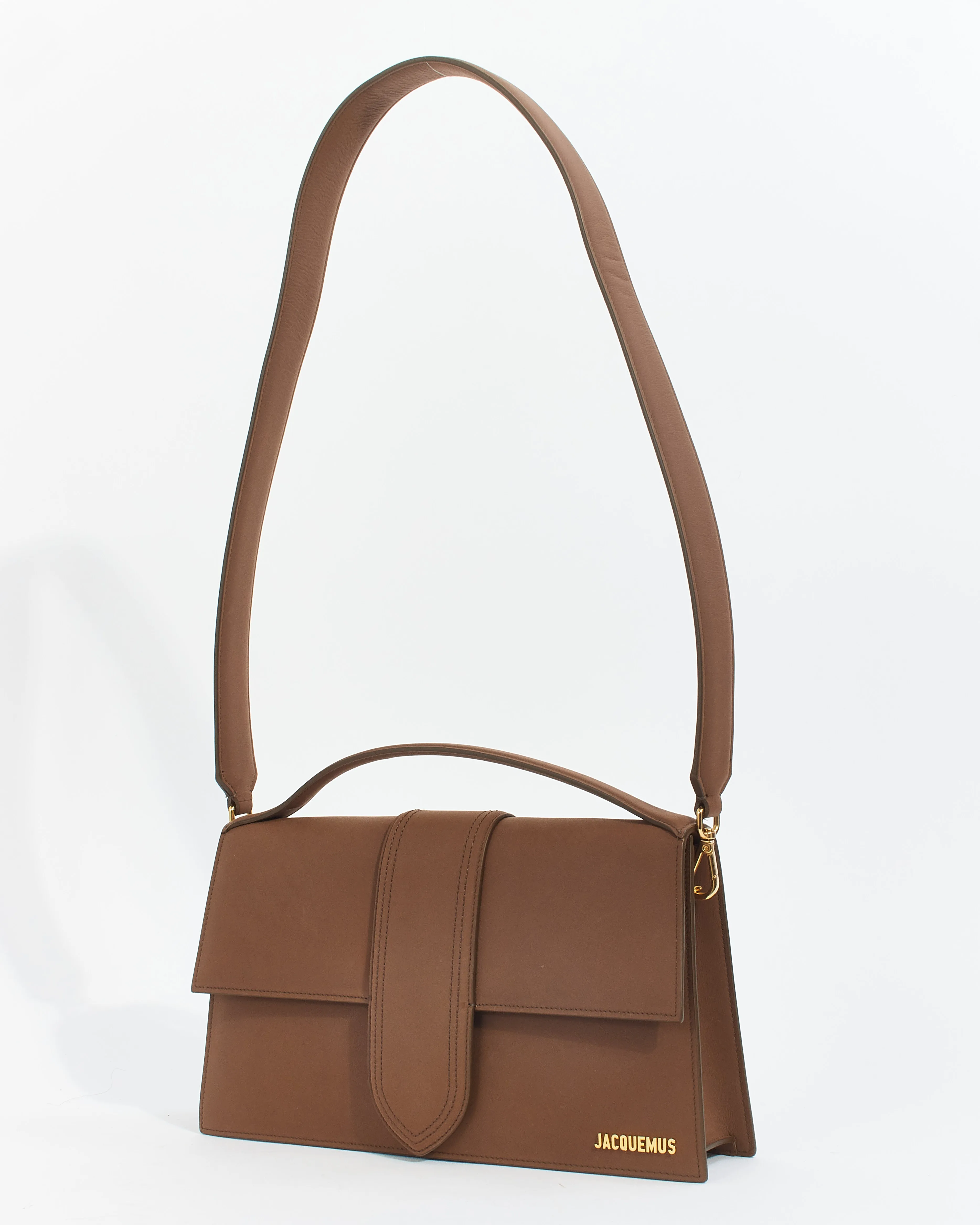 Jacquemus Brown Brushed Leather Le Papier 'Le Bambinou' Shoulder Bag