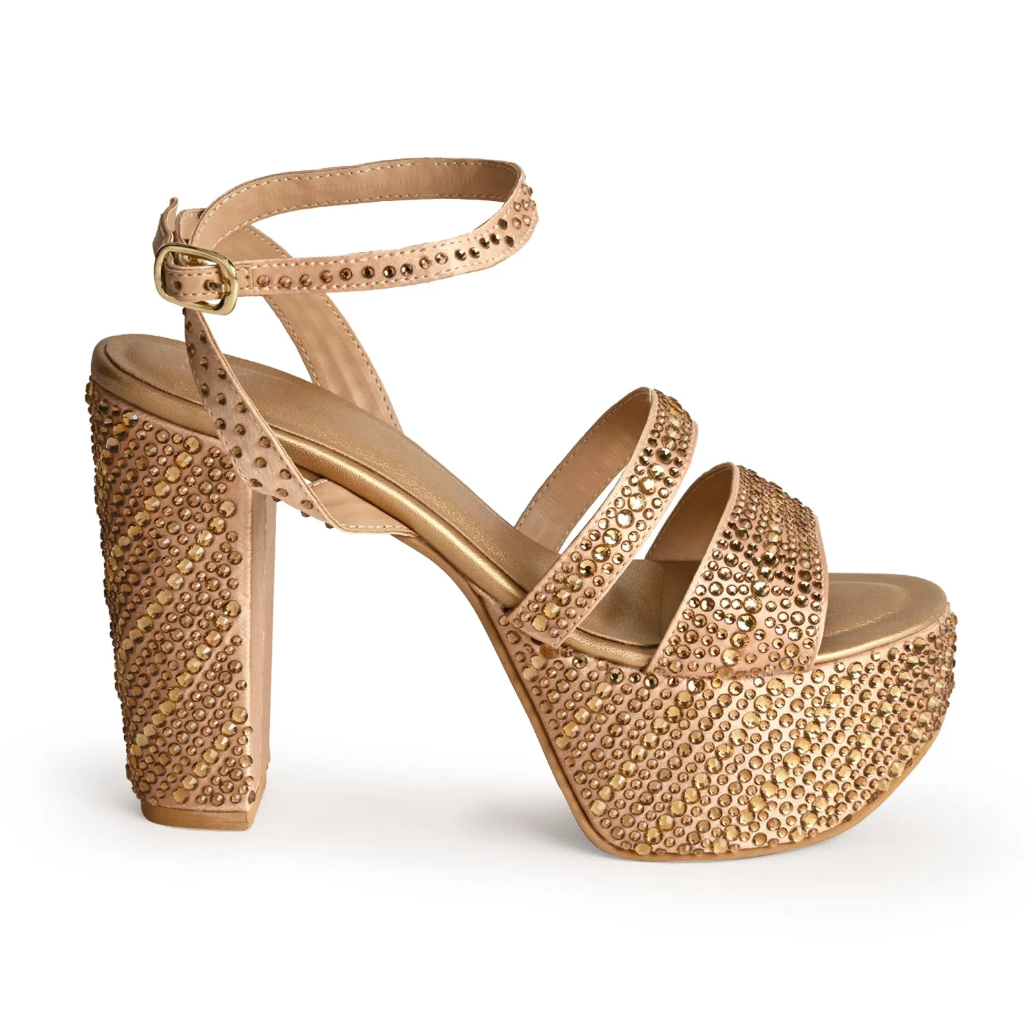 JasmineX Gold Platforms For Women