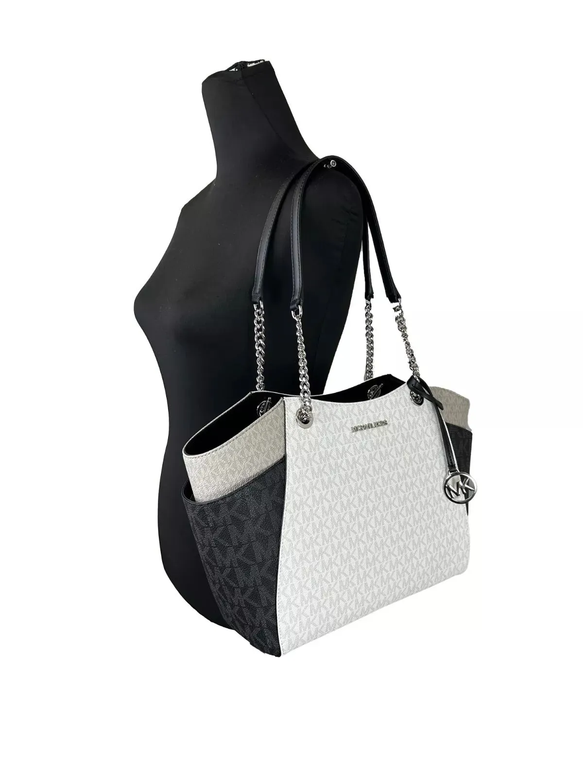 Jet Set Large Chain Shoulder Tote Bag Optic White Multi