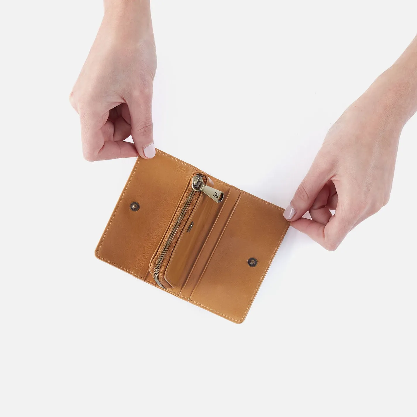 Jill Card Case In Polished Leather - Natural