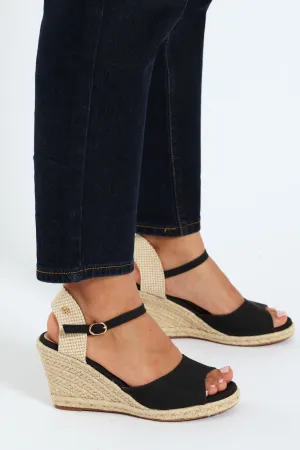 Jojo 2 Espadrille Wedge Heel - Black
