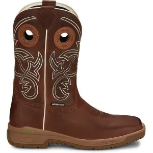 Justin Men's Nitread 11" Square Toe WP Western Work Boot -Brown- CR3200