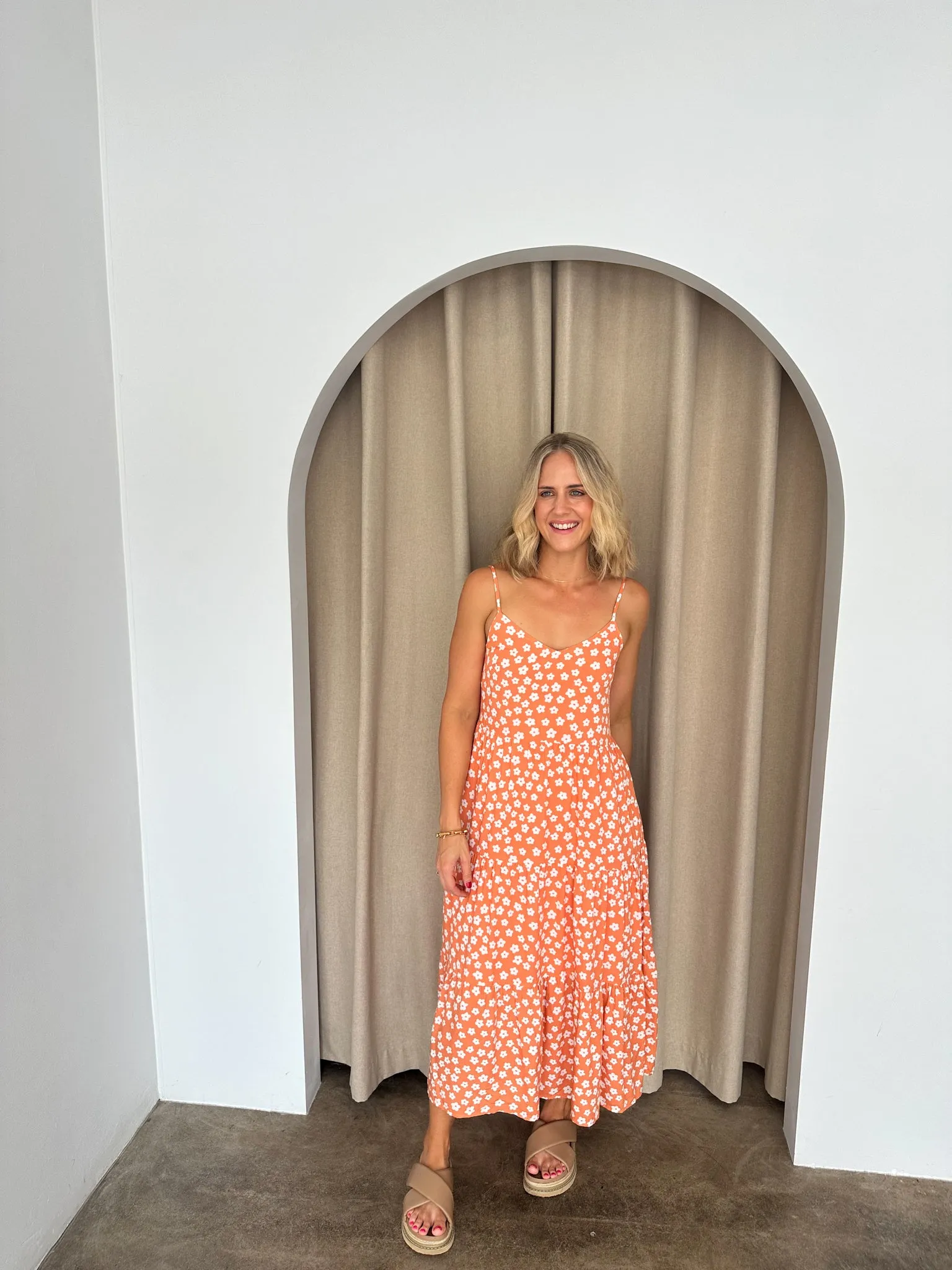 Kate Dress - Coral/white